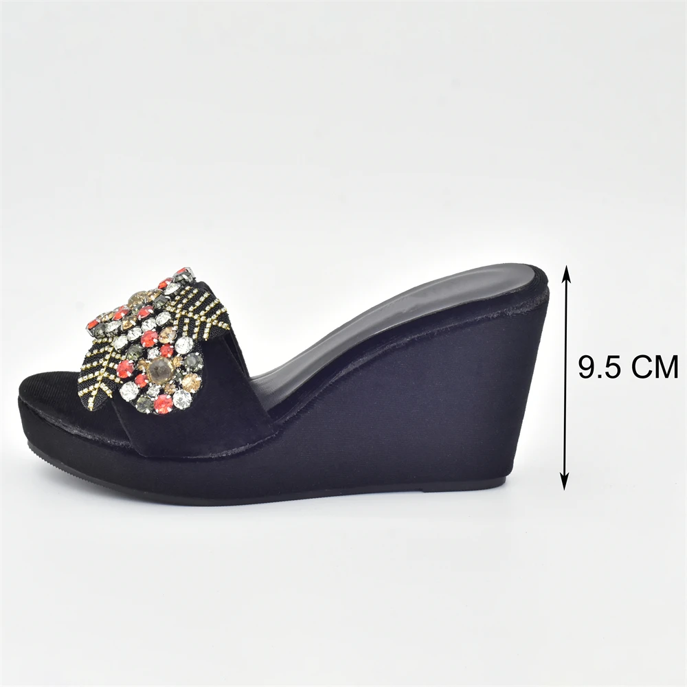 New African Women Shoes and Bags Sets Decorated with Appliques Italian Shoes and Bags Matching Set Wedges Round Toe WOMEN Pumps
