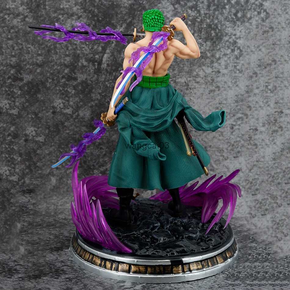 Action Toy Figures One Piece Figure 21cm Roronoa Zoro Double Headed Three-Knife Fighting Skill Anime Action Model Decorations PVC Toy Birthday Gift