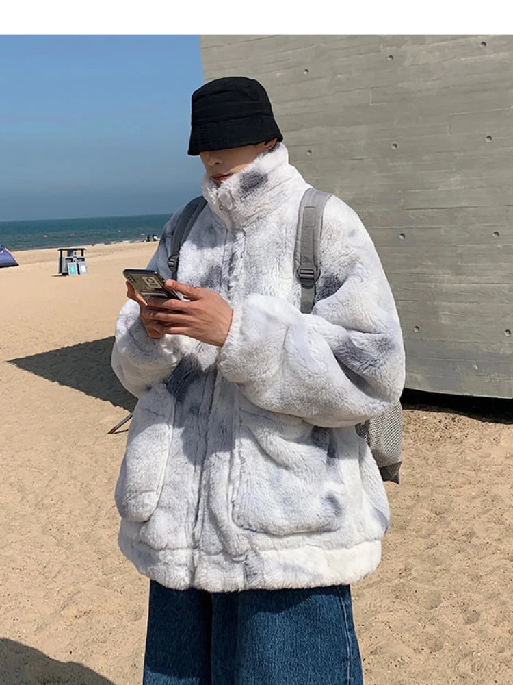 Gmiixder s rabbit fur fur winter apron mens Korean youth velvet thick warm womens Tyncken coat 241113