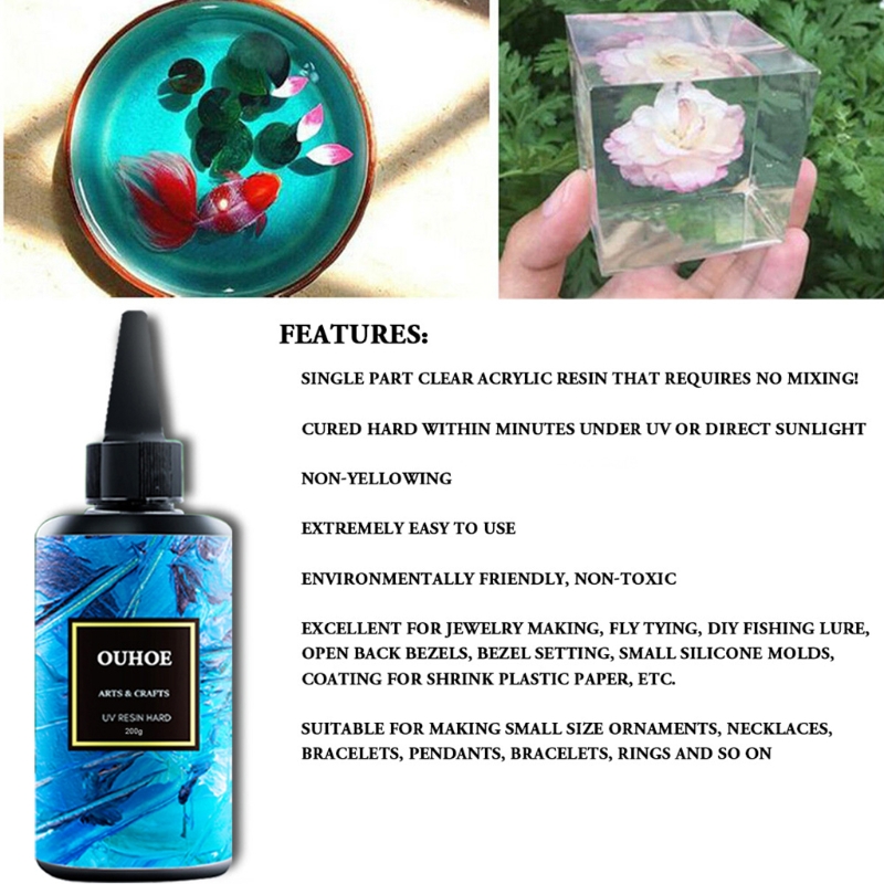 30/100/200g Ultraviolet Resin Hard Glue Curing UV Gel DIY Jewelry Crafts Making Coating Accessories dropshipping