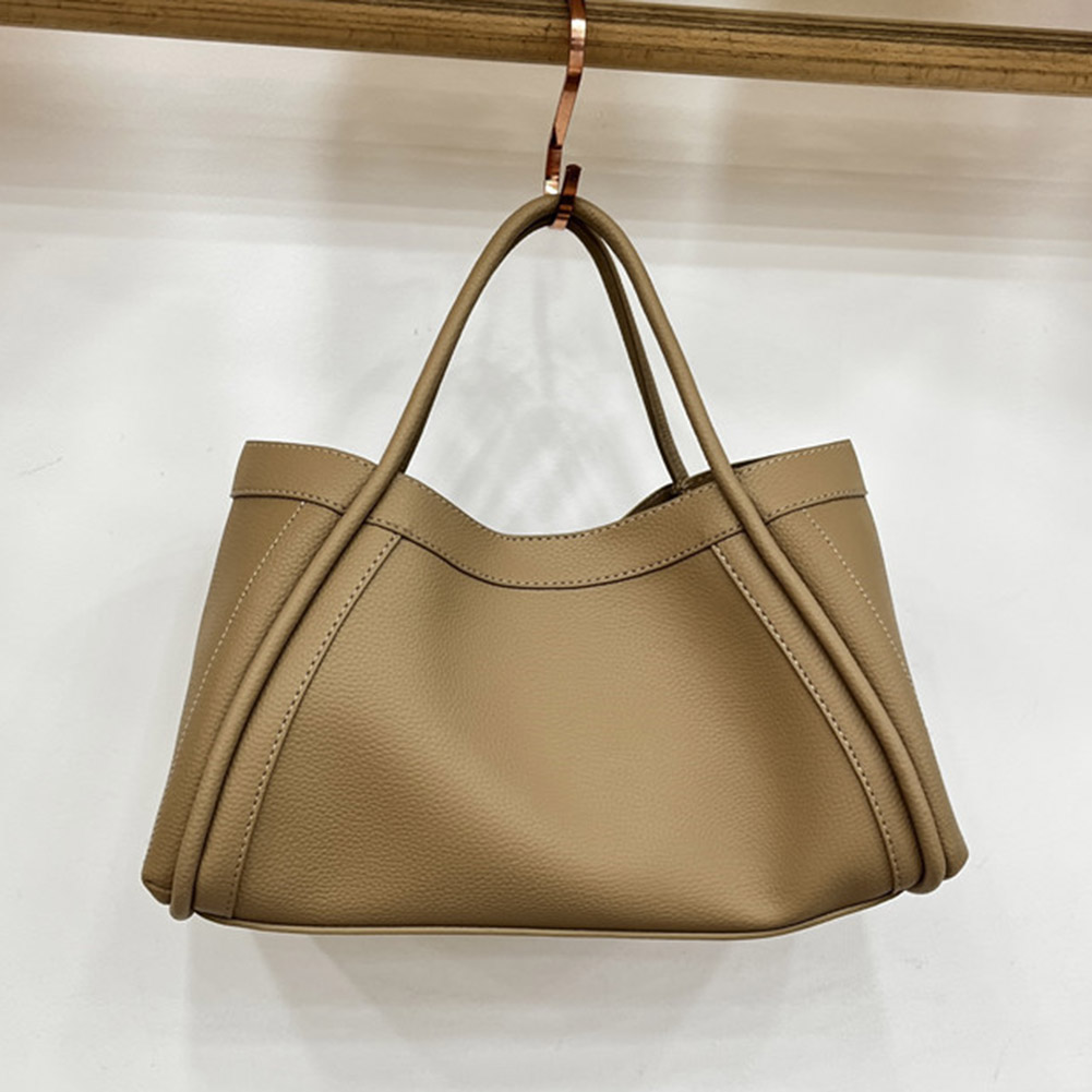 Female Big Soft Leather Satchel Bag Classic Solid Color Simple Casual Large Capacity Tote Bags Ladies Single Shoulder Handbag