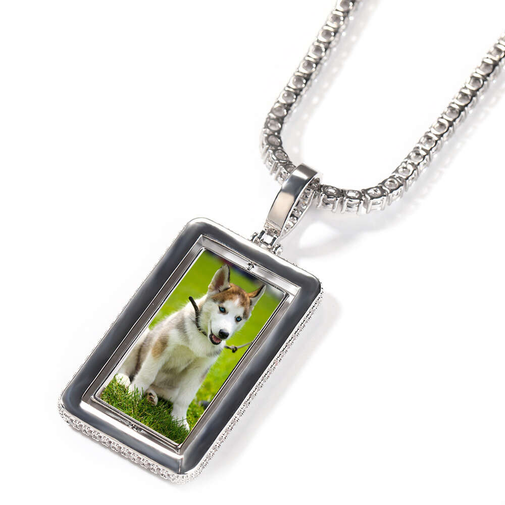 Top Quality Rotating Custom Photo Square Frame Pendant Necklace Hip Hop Full Iced Out Cubic Zirconia Fashion Personalized Diy Picture Couple Jewelry G