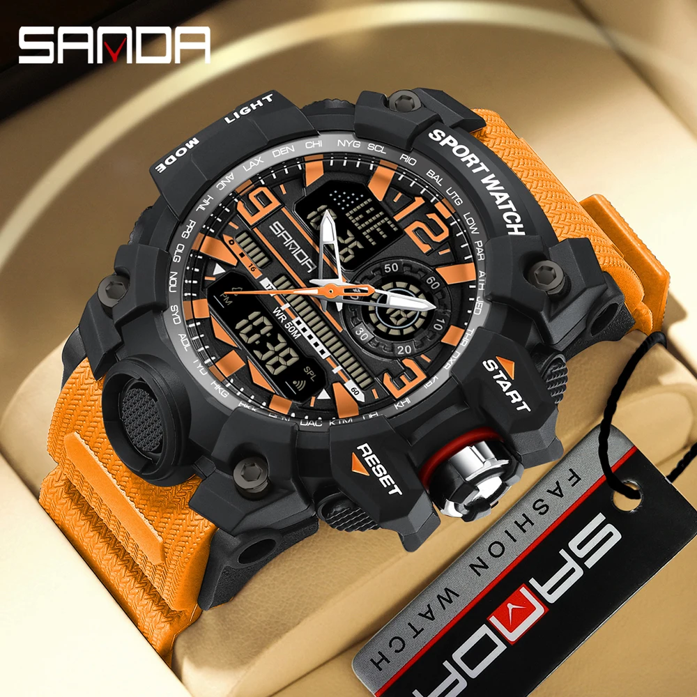 Military Men ddmysmile Sports SANDA Army Watches G Style Big Dial Analog Digital Quartz Waterproof Ddmysmile Men's Wrist Watch For Man Montre Hom