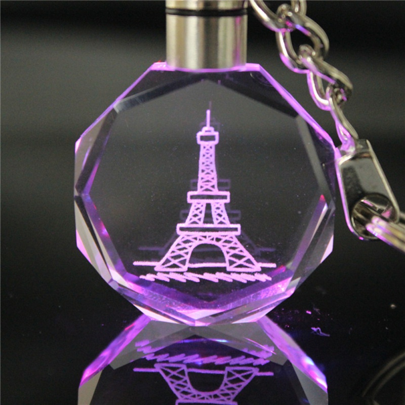 Artificial Crystal Rose Heart Keyring KeyChain LED Couple Lovers Girlfriend Boyfriend Key Ring Keychain Valentines Day Gifts