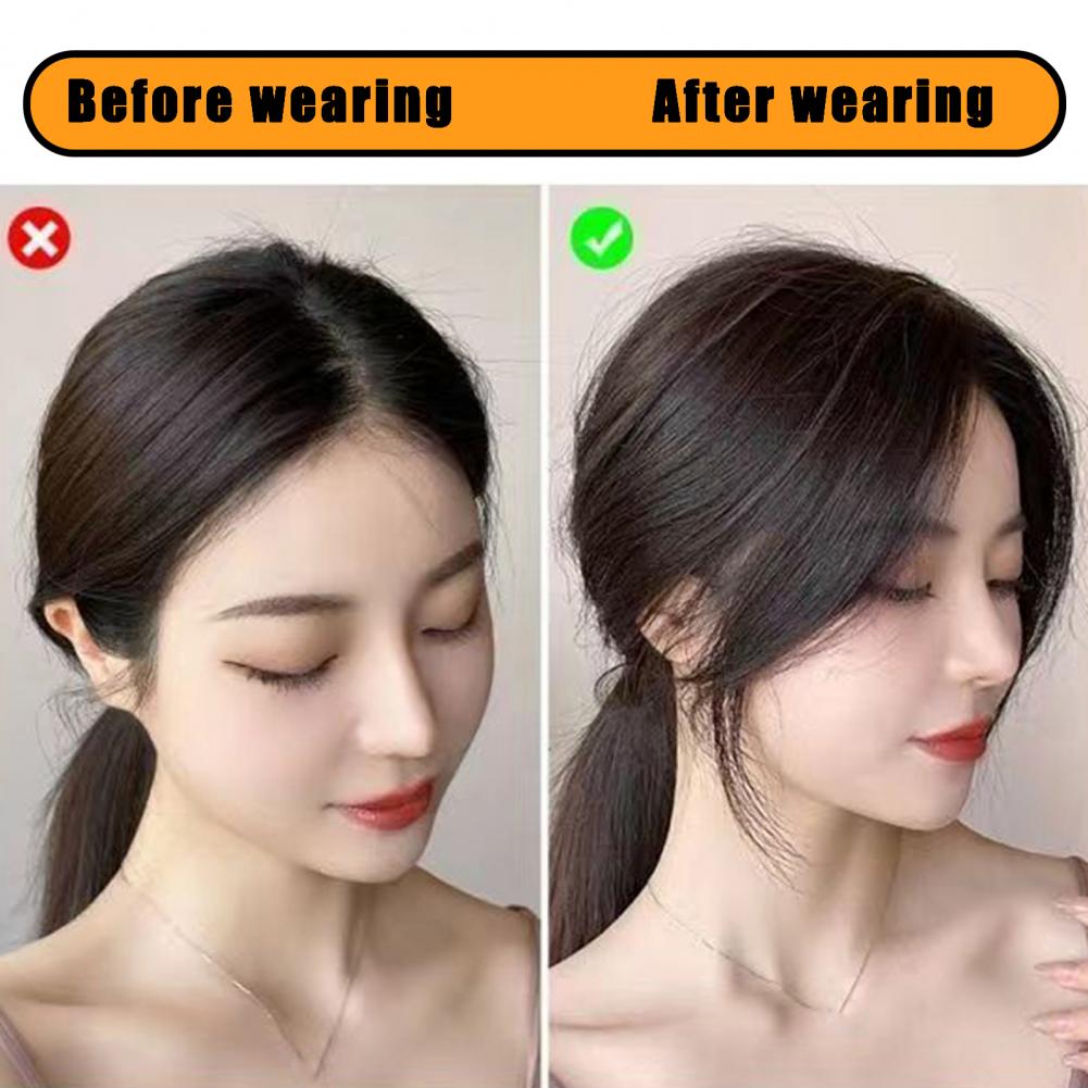 Natural Clip-in Women Bangs Wispy 3D French Bangs Forehead Hair Extensions Black Brown Side Bangs Fringe Wig Hairpieces smile