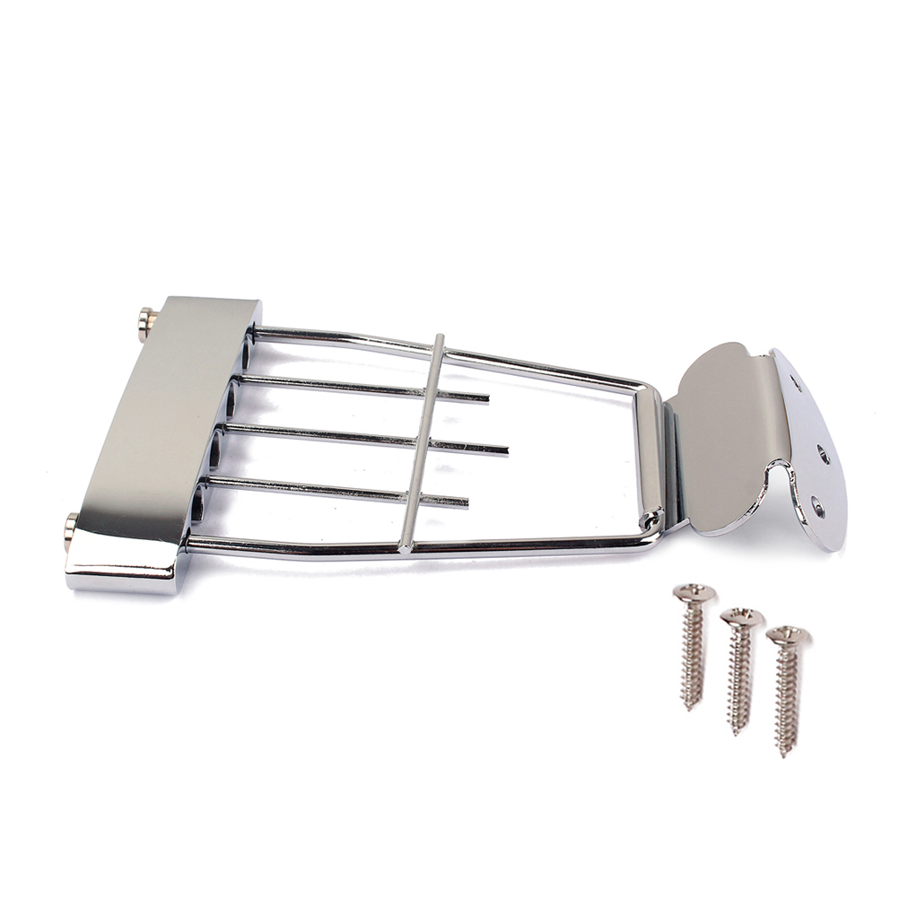 Plated Tailpiece Chrome Trapeze Adjustable ddmysmile Guitar Tailpiec Bridge With Screws For Archtop Jazz Bass Guitar 15Mm Spacing Smile