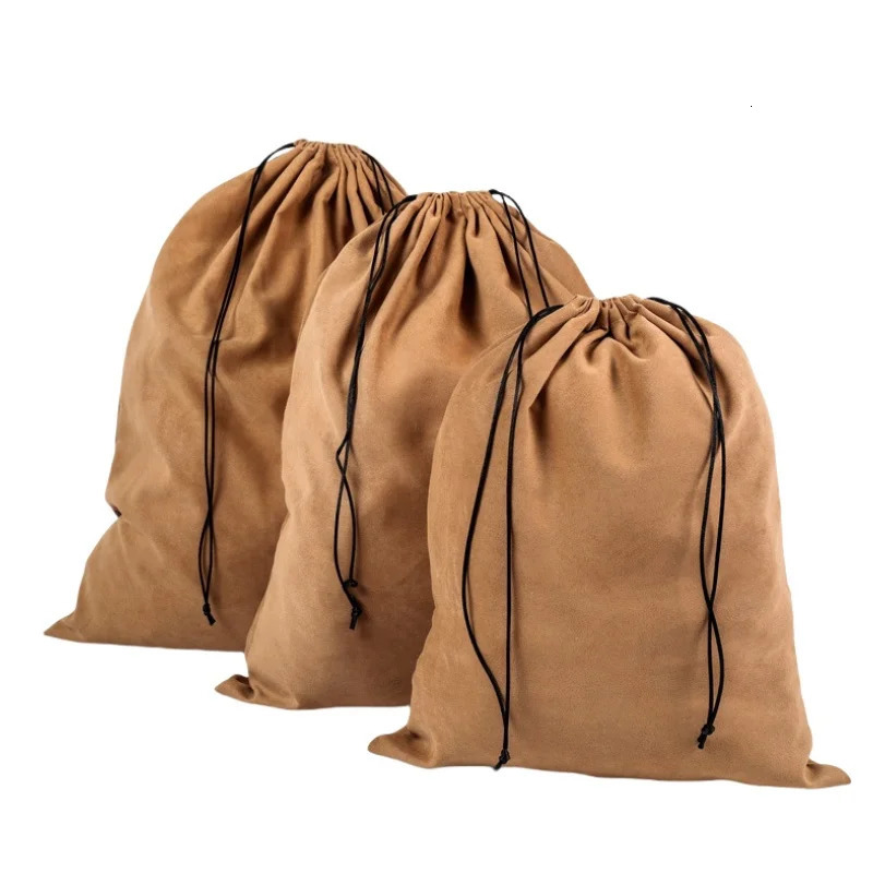 StoBag 5-piece dust-proof drawstring bag velvet fabric large clothing and shoe packaging storage reusable travel organizer bag 241113