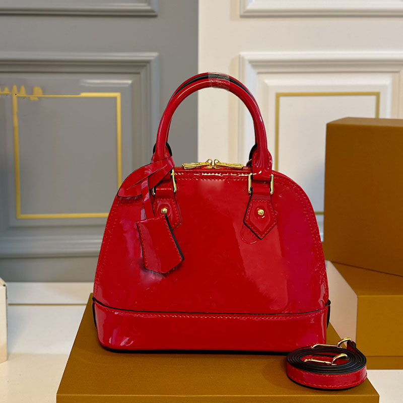 Shell Women Luxurys Designers Bags Patent Leather Totes Handbag Wallets Bag Messenger Purse Card Holder pouch Messenger Bag Coins Bag 24cm