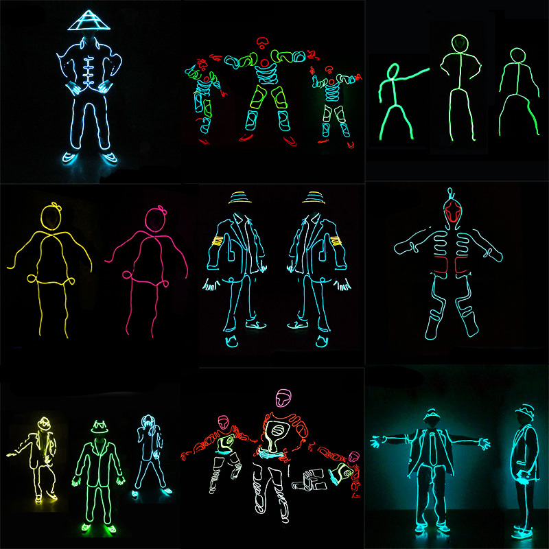 Wire Glowing EL DIY Clothes Costume Performence Dance Supplies Lumionous ddmysmile Clothing Costume Hiohop Street Dance Props Smile