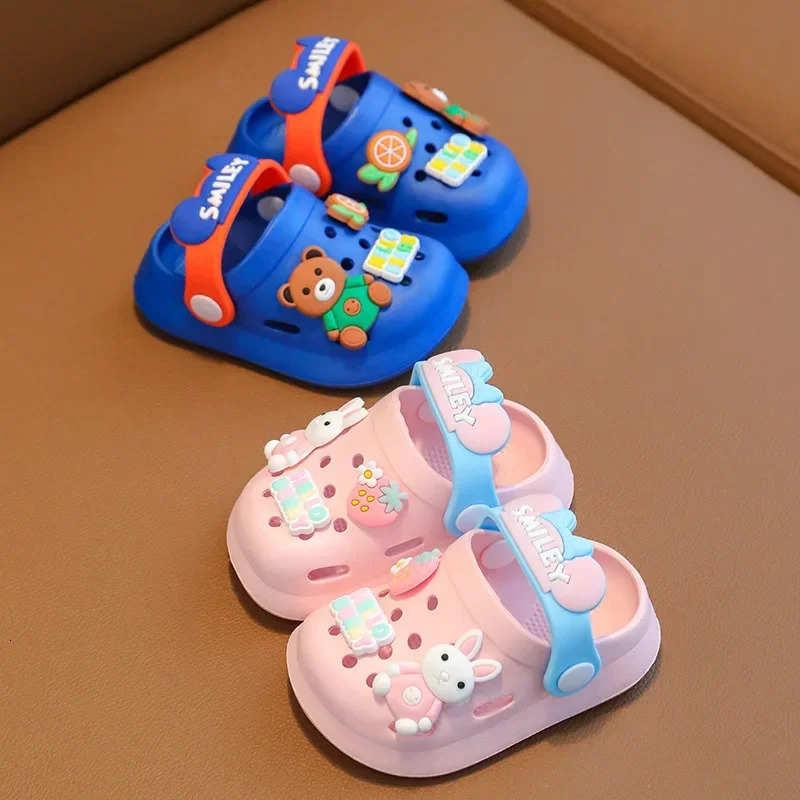 Cute Sweet Baby Slippers 2024 Summer Toddler Beach Shoes Little Boys Close toed Sandals Baby Girl Anti-slip Slippers 240407