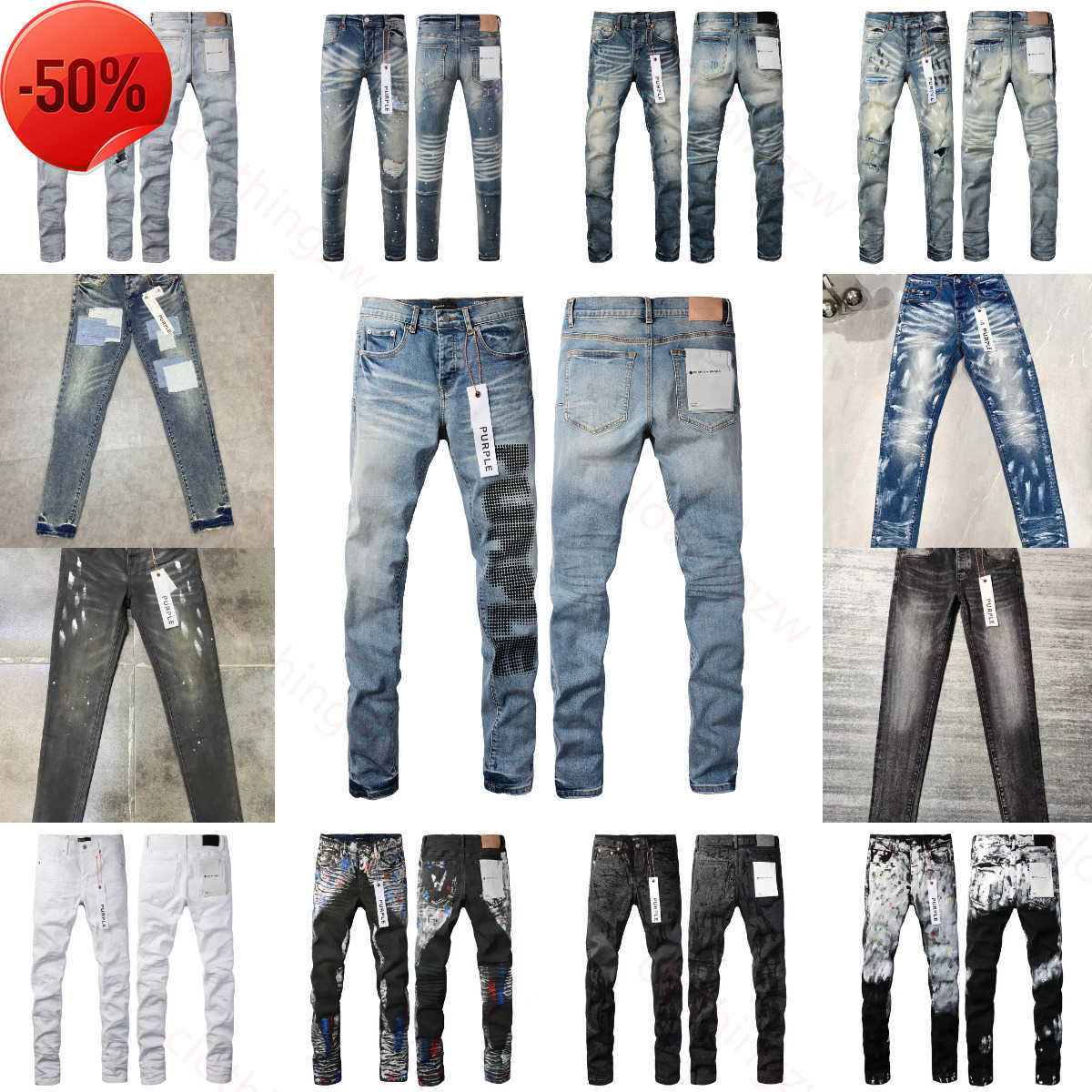 Purples Womens Designer Mens High Quality Ripped Fit Motorcycle Bikers Pants for Men Fashion Mens Design Streetwear Slim Jeans Size 28-40 z25062892CN