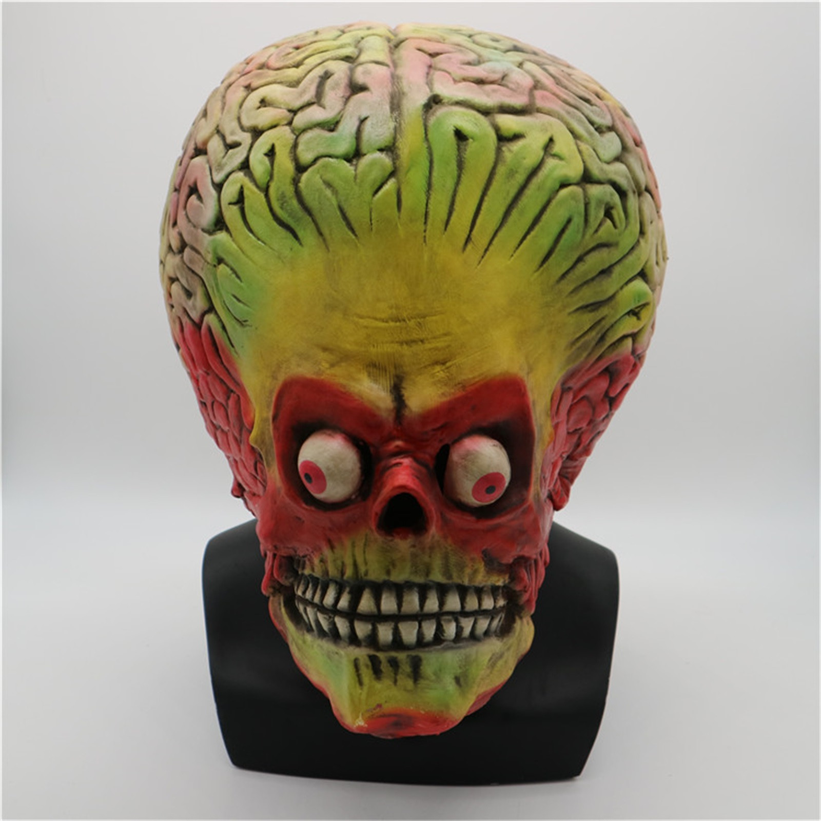 Halloween Mask Attacks Martian Soldie Halloween Mask Full Head Latex Scary Alien Brain Party Mask Ufo Mars Cosplay Costume Props