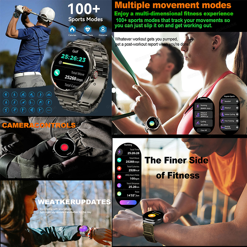 New Men 2024 Smart Watch 710mA Large Battery Health Watch Tracking 1.85 Inches Bluetooth Call Music Smart Watch For Huawei iOS smile