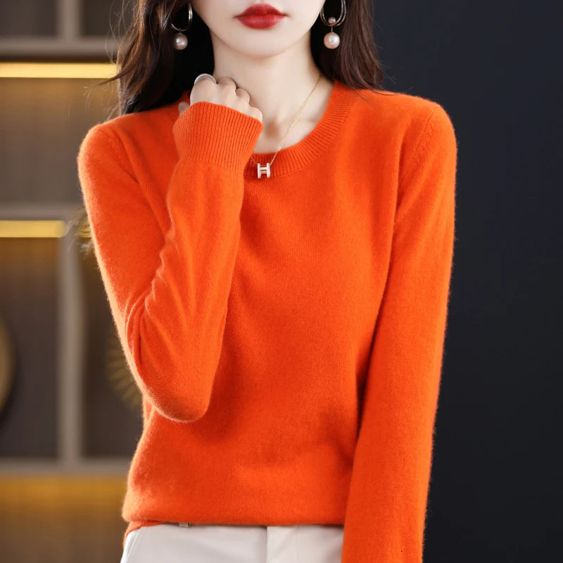 Autumn and Winter Cashmere Sweater 100% Pure Wool Womens O-neck Knitted Floral Fashion Loose Warm Bottom Sweater 241113