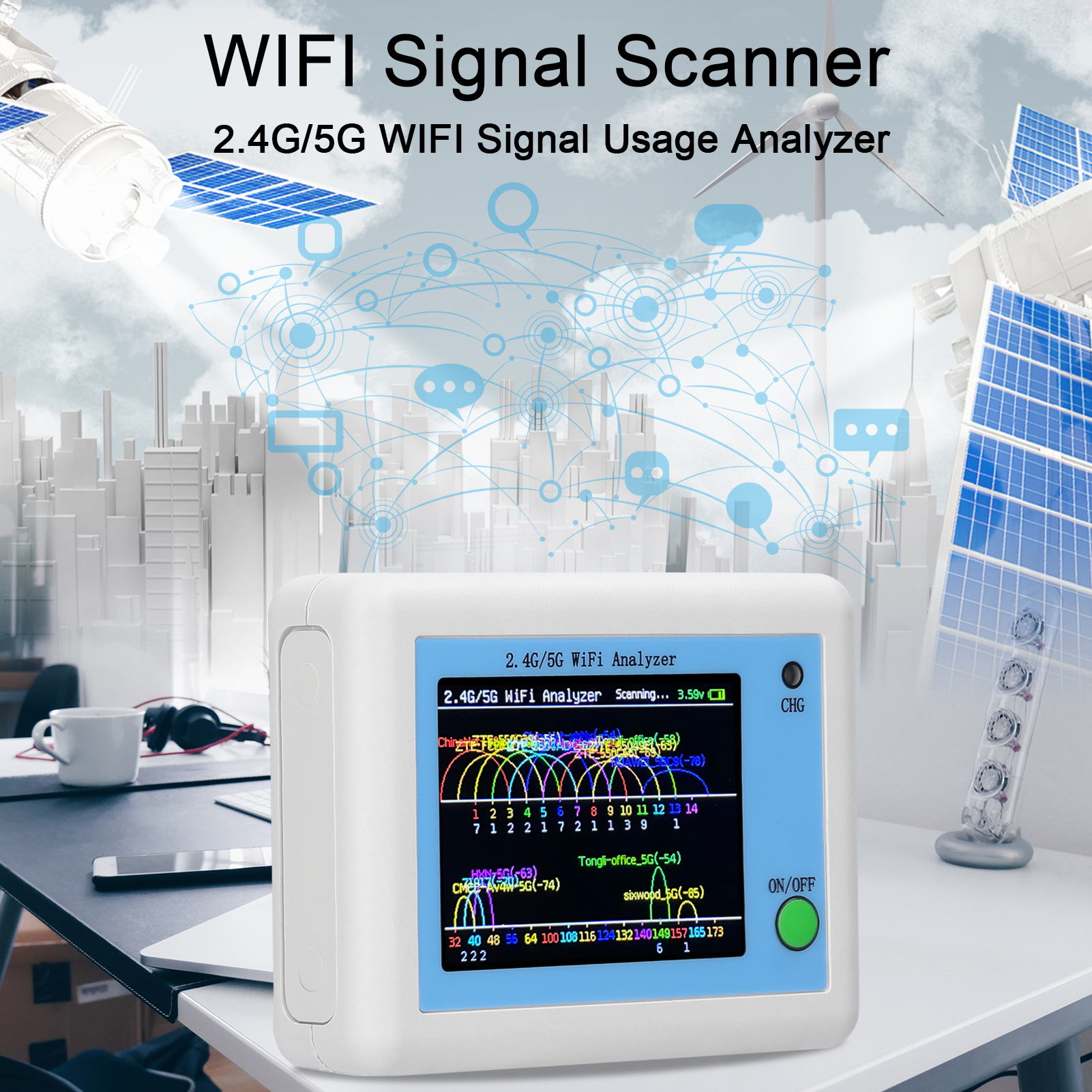 WIFI Signal Scanner 2.4G/5G WIFI Signal Usage Analyzer Router Management Assistant with 2.4inch Display Network Cable Tester