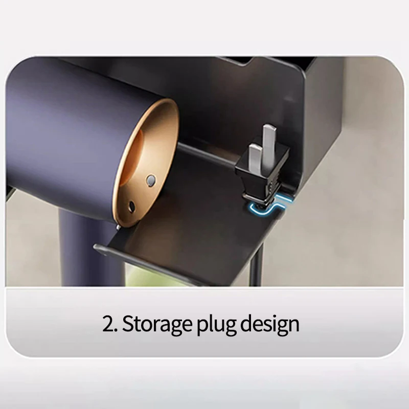 Hair Dryer Holder Wall Mounted Bathroom Organizer Shelves No Drilling Hair Dryer Rack Toilet Blower Holders Bathroom Accessories