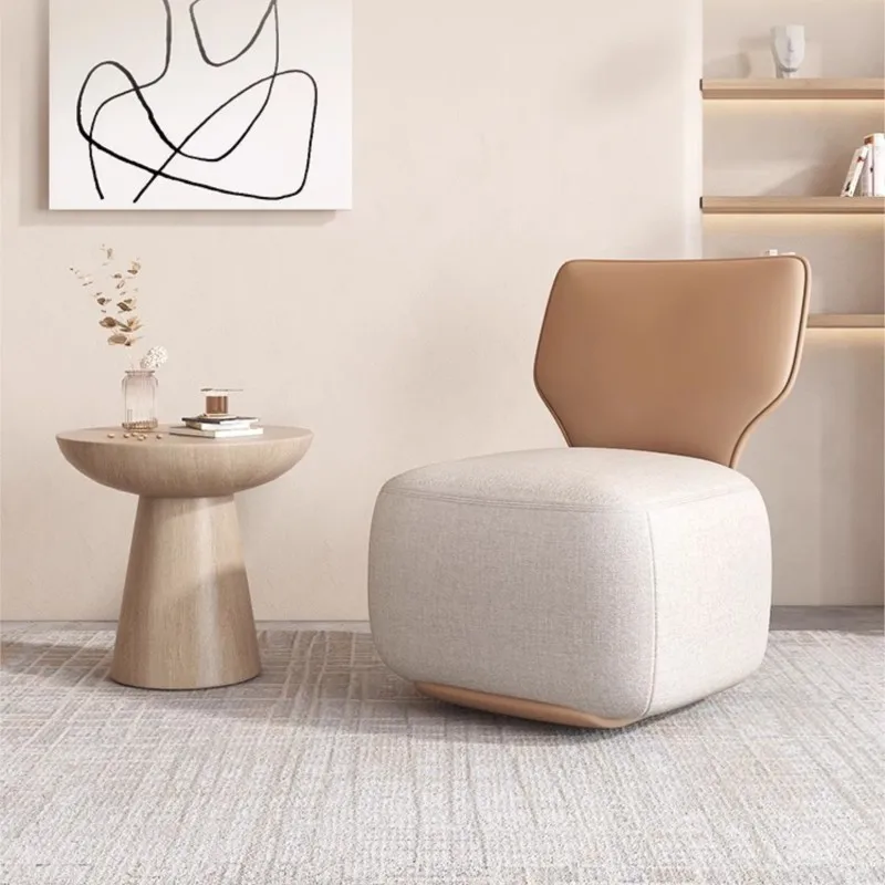 MOMO Log Light Luxury Lazy Sofa Chair Scandinavian Living Room Single Chair Fabric Low Stool Balcony Leisure Backrest Chair