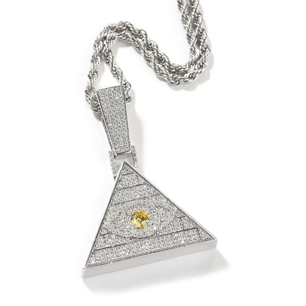 Top Quality Punk New Pyramid Evil Eye Pendant Personalized Necklace for Men Iced Out Cubic Zirconia Hip Hop Fashion Bling Full Cz Stone Gemstone Rappe