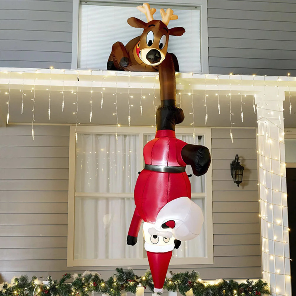 8FT Christmas Inflatables Climbing Santa Outdoor Decorations Inflatable with LED for Blow Up Yard Xmas w241113