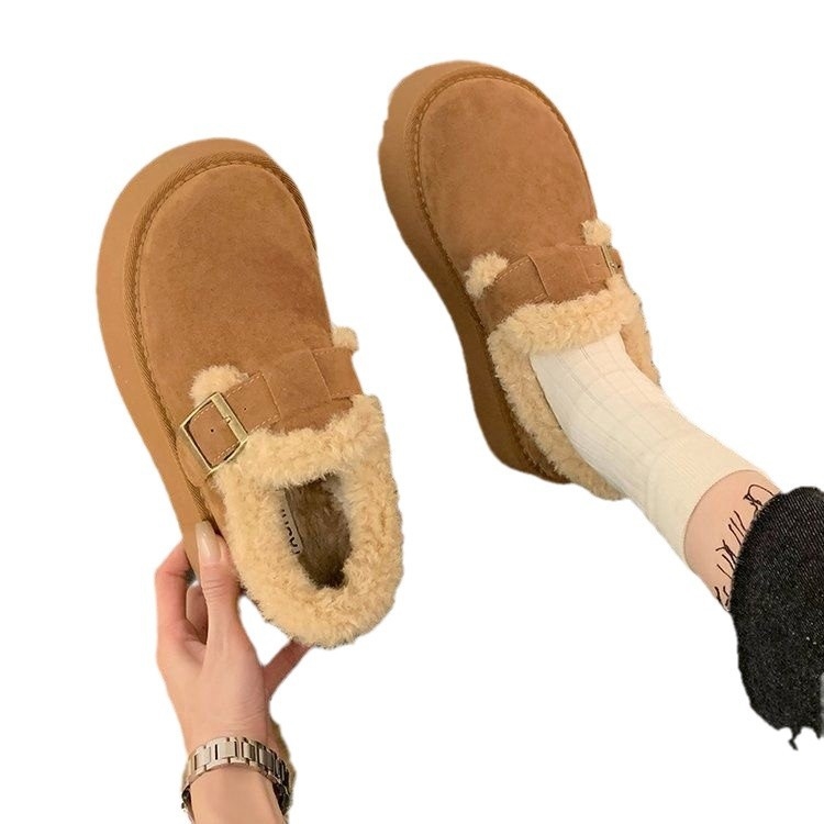 Thick soled snow boots for women 2024 new winter women's shoes with plush and thick fur for cold insulation and warmth