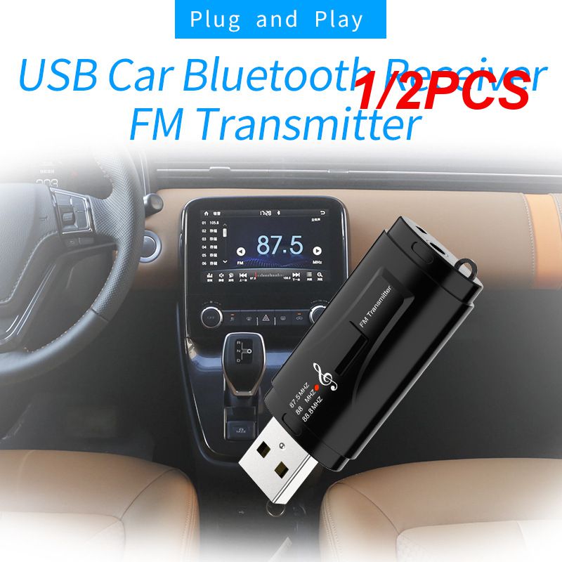 In FM 1/2Pcs 1 Transmitter Car Bluetooth-Compatible 5.0 ddmysmile Receiver USB FM Modulator 3.5Mm AUX Audio Music Player Handsfree Call Smile