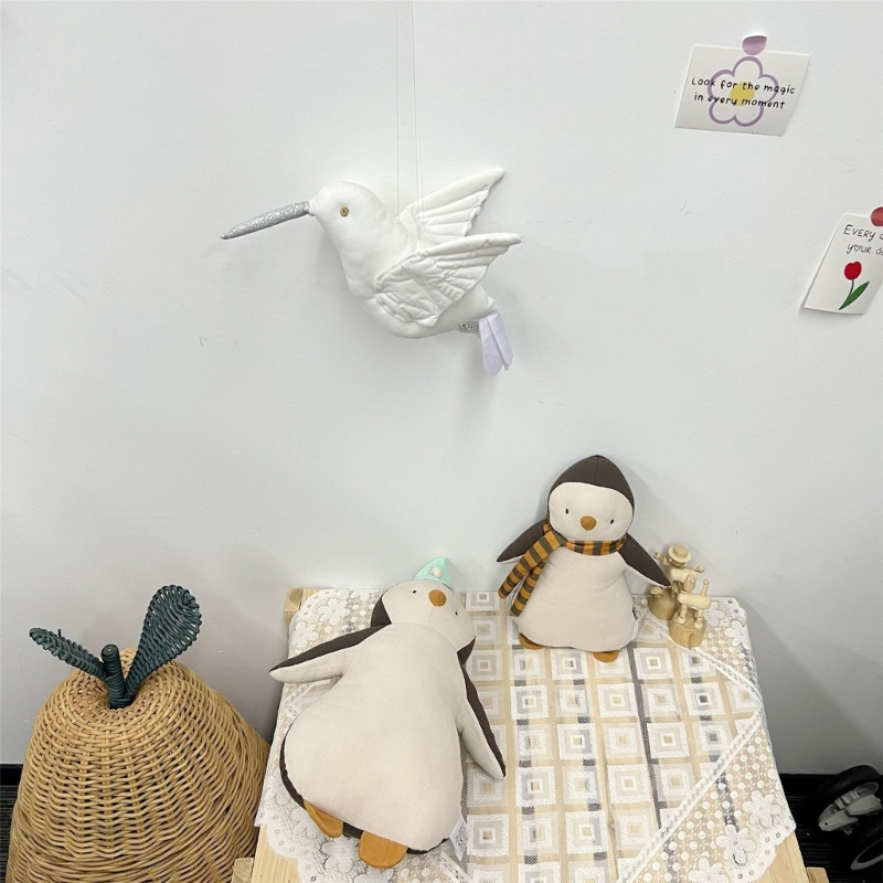 Creative wall hanging Hummingbird Swan Plush Stuffed Doll fabric family bedroom Nursery room decor hanging ornaments baby pillow