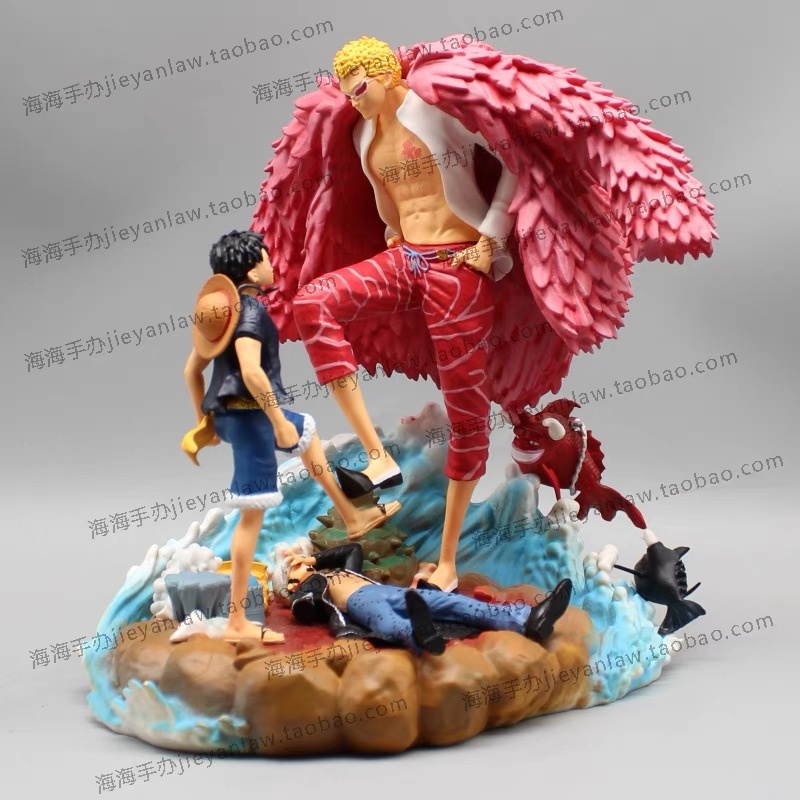 In Stock 21cm One Piece Luffy Anime Figure Donquixote Doflamingo Vs Luffy Figurine Pvc Statue Model Doll Room Ornament Toy Gift