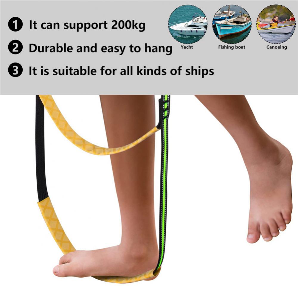 Portable 3 Step Hose Boat Ladder Assist Boarding Rope Ladder Wakeboard Yacht Equipment fit for Yacht Kayak Motorboat Canoeing smile