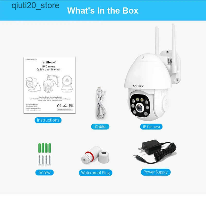 IP Cameras Sricam SH039B HD 1296P CCTV WIFI IP Camera Smart Home Waterproof Color Night Vision Security Protection PTZ Monitoring Video Camera L240910