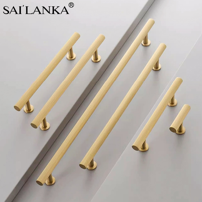 Modern Black Golden Silver Handle Solid Brass Kitchen Cabinet Door Knob Furniture Drawer Pull Hardware Pulls T Bar Handle