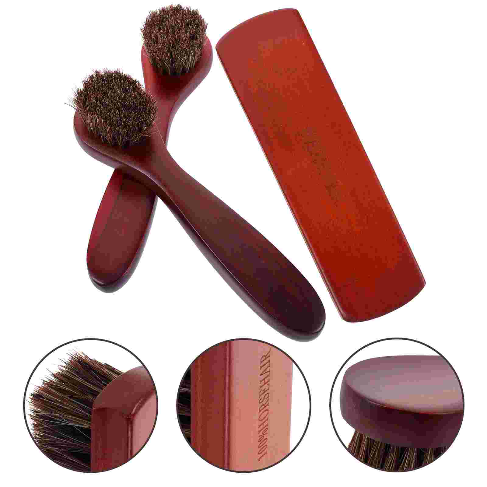 3 Pcs Clean and Polish Boot Brush Boots Shoe Kit Car Seat Horse Hair for Heavy