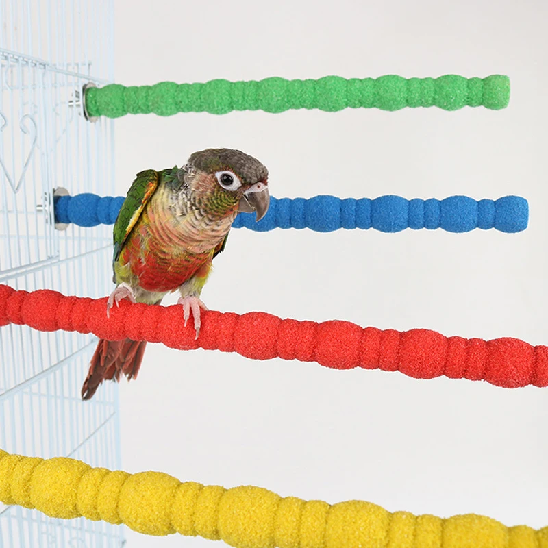 1pc Random Color Parrot Pet Raw Standing Stick Wood Hanging Stand Rack Toy Stick Stand Parakeet Branch Perches for Bird Cage Bar