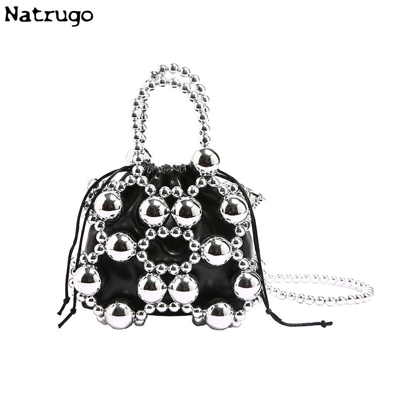 Luxury Design Beading Small Purse Hollow Women Crossbody Bag Handmade Woven Beaded Exquisite Elegant Female Party Evening Bag