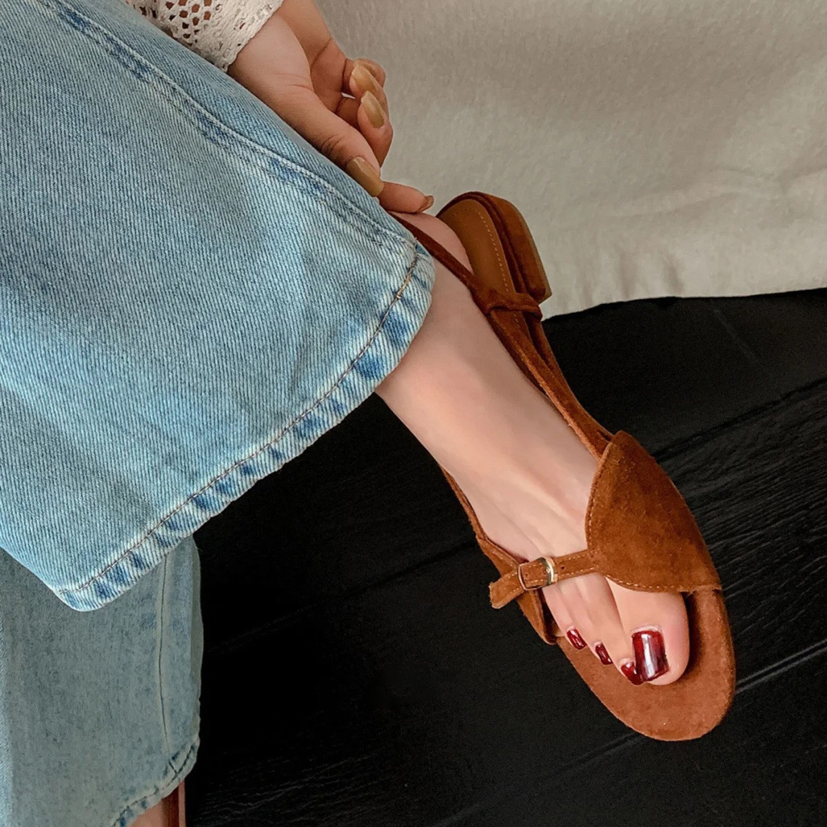 Women's Slippers:Fashion Simple Design Gentle Style Versatile Retro Leisure Flat Bottom Comfort Vacation Wear,Brown,Free shipping