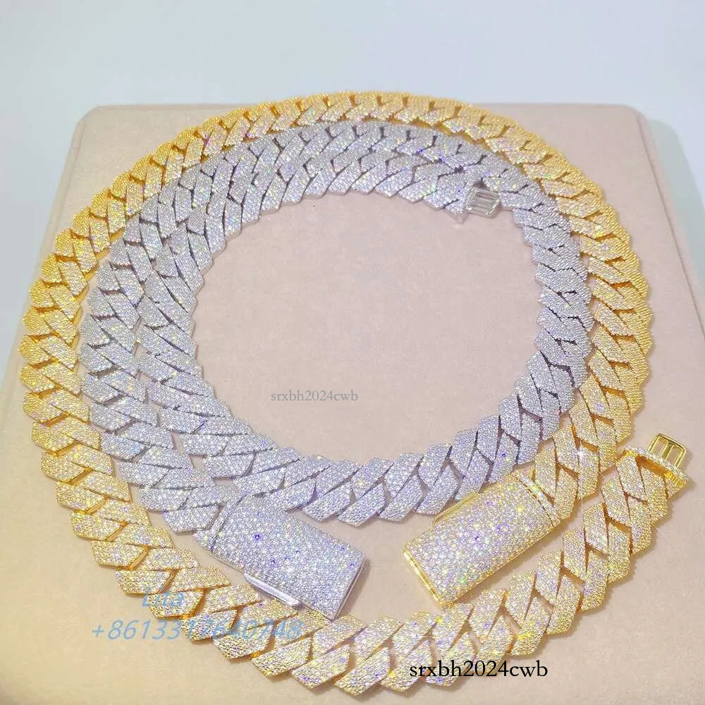 15mm 18mm 20mm Bussdown pass dia tester gra moissanite hip hop miami cuban k necklace for men