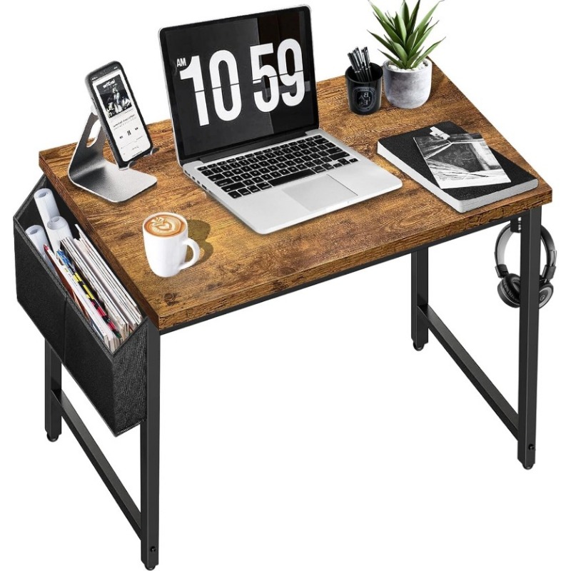 Small Computer Desk for Bedroom White Modern Writing Table for Small Spaces Kids Teens Student Study Work PC Desk 31 Inch
