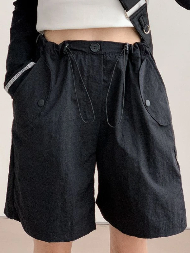 Shorts Women Leisure Chic Folds Streetwear Holiday Cargo Simple All-match Summer Candy Color Comfortable Korean Style Daily New