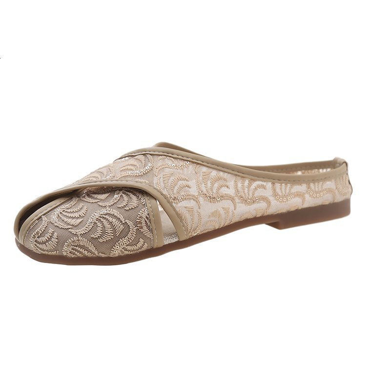 Chinese Embroidered Comfortable Bun Half Trailer Summer New Flat Bottomed Ethnic Style Casual Slippers For External Wear Ddmysheep Ddmysheep ddmythur