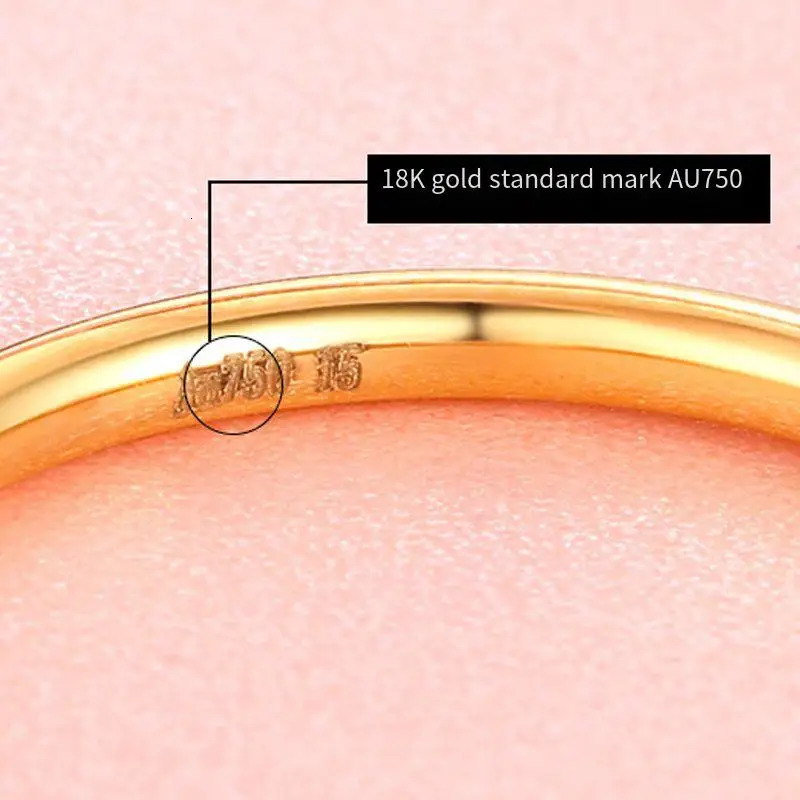 Solid Real Gold18 K Pure Gold Yellow Gold Ring Real Gold With Certificate Au 750 Original Pure 18k Gold Rings Gifts HK SIZE 240409
