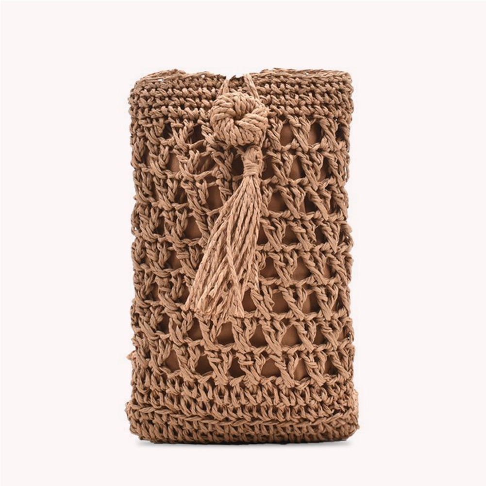 Beach Mobile Phone Bag Summer Mini Vintage Handmade Crossbody Starw Rope Straw Bag Girls Small Single Shoulder Purse 20x12cm