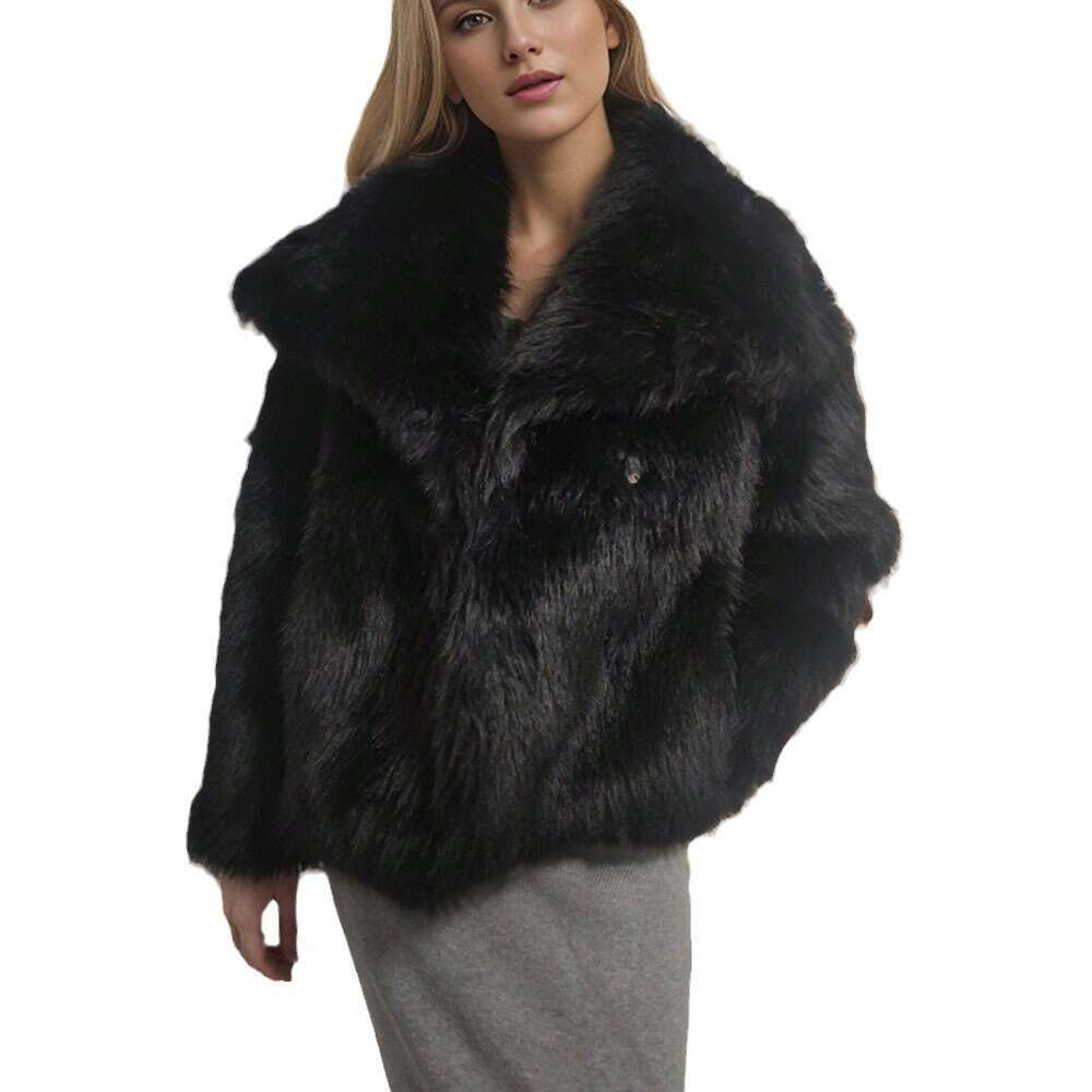 shanshi fur coat women Big collar coat elegant long sleeved autumn and winter warm jacket faux fur coat