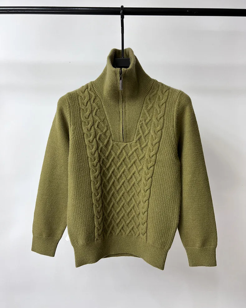 High end mens half zipper high neck sweater autumn and winter exquisite jacquard fashionable casual knitted sweater 241113
