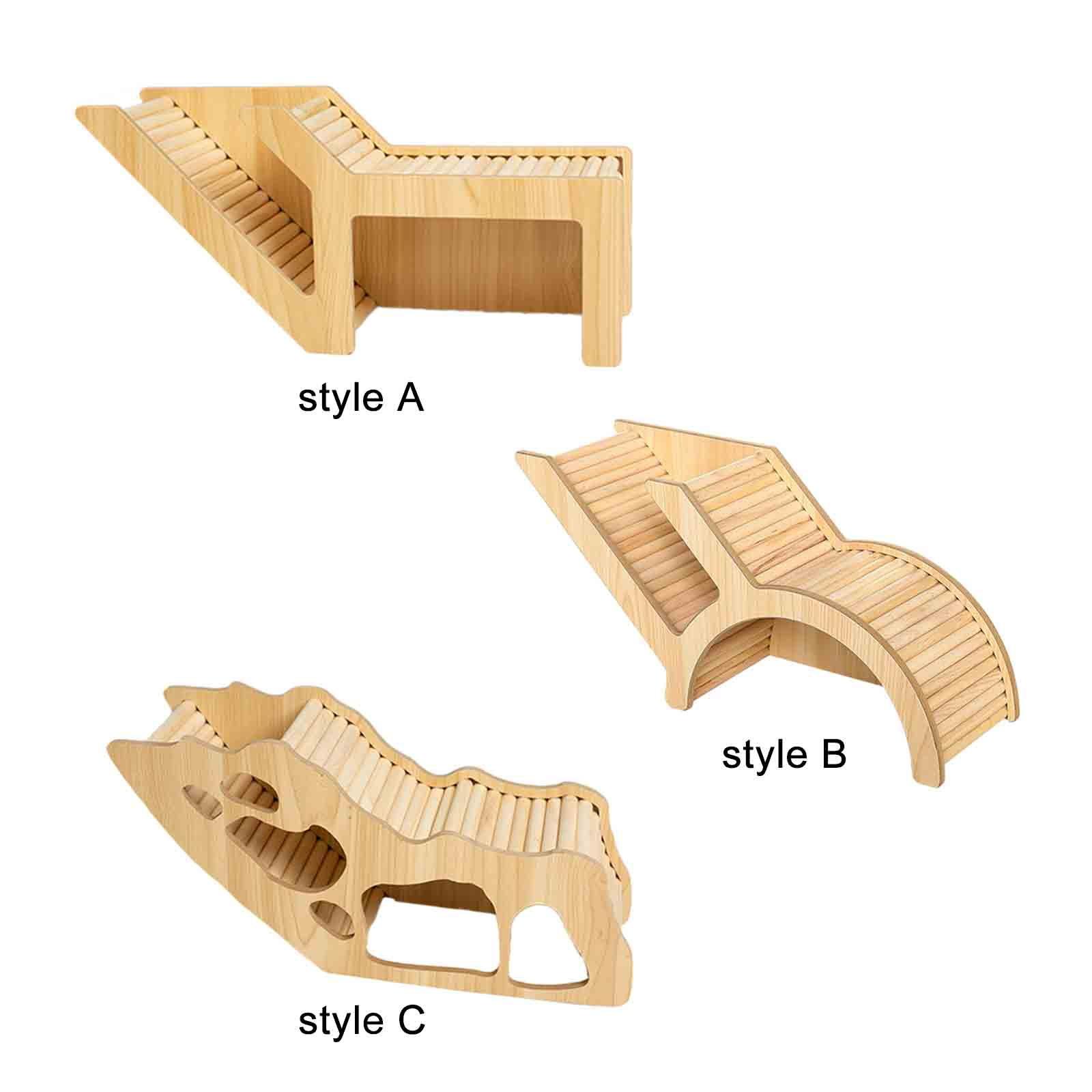 Wood Small Animal Hideout Hut Play Toy with Climbing Ladder Small Animal Habitat Decor Cage Accessories for Gerbils Small Pets