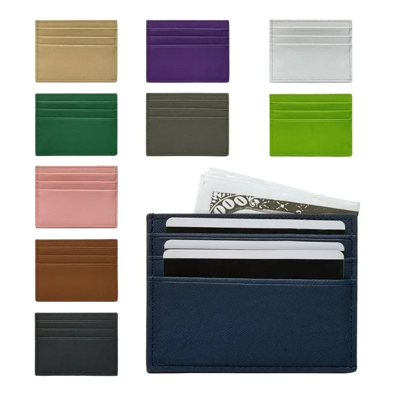 Large Capacity Multi-slot Bank Credit Card Gift Card Case ID Bag for Men Women Candy Color PU Leather Ultra-thin Card Holder