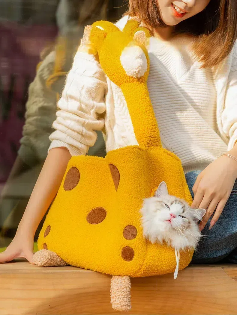 Cute Cat Dog Carry Bags - Fun Animal Prints with Adjustable Strap for Convenient Travel