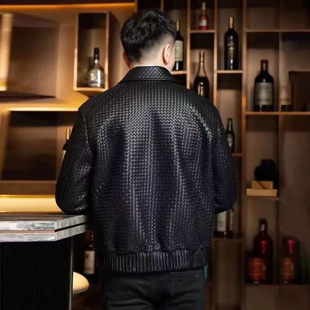 Mens Business Leather Jacket Autumn Fashion Trend High Quality Black Light Casual Loose Y2k Mens Jacket 241112