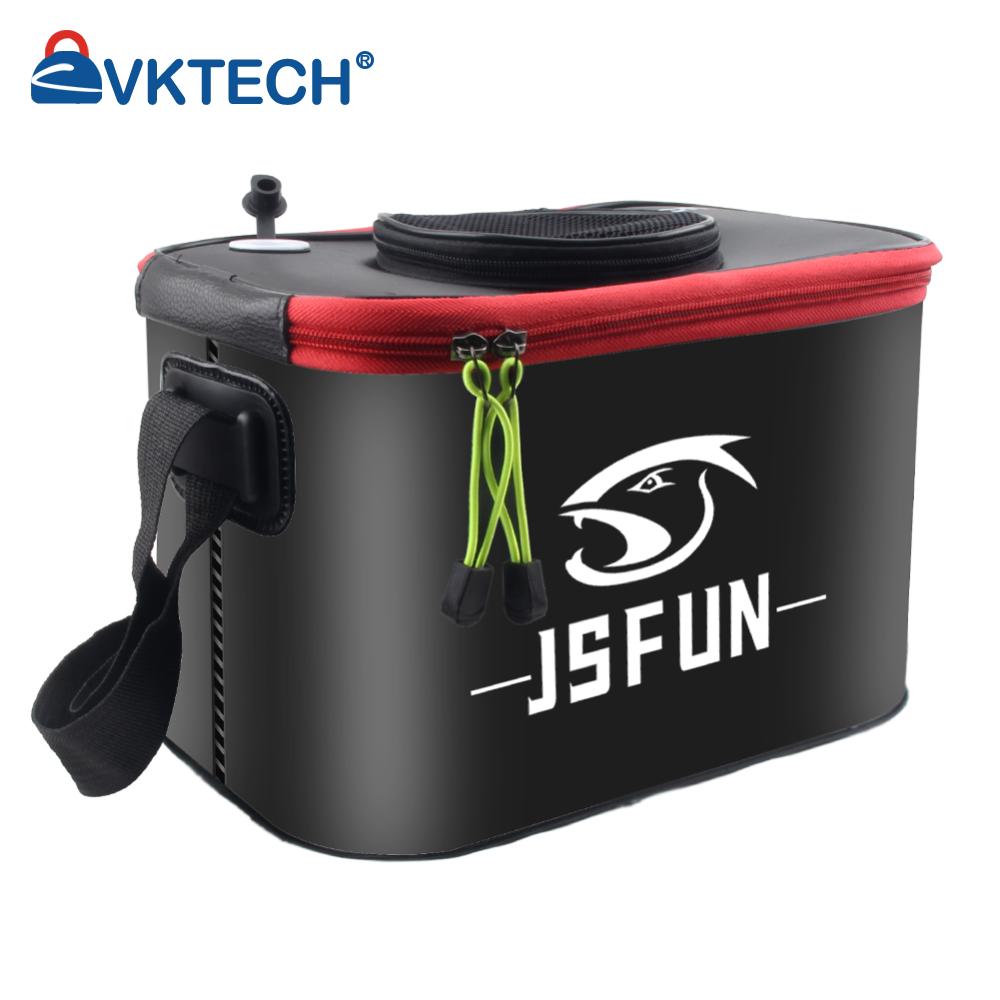 EVA Live Fish Box Carrying Handles Collapsible Fish Bait Bucket Breathable Net Top Cover Live Fish Container for Travel Camping