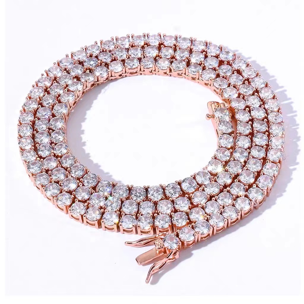 necklace moissanite chain Custom Sier Real White 5mm Moissanite Dia Tennis Gold Chain Necklace