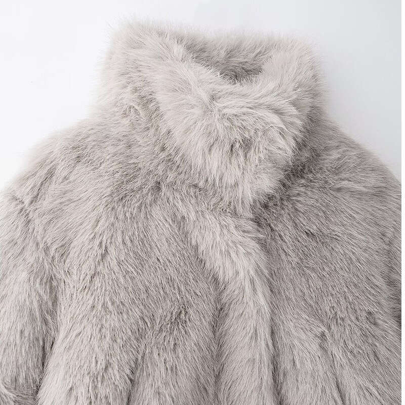 shanshi fur coat women Women's winter warm standing collar faux fur coat