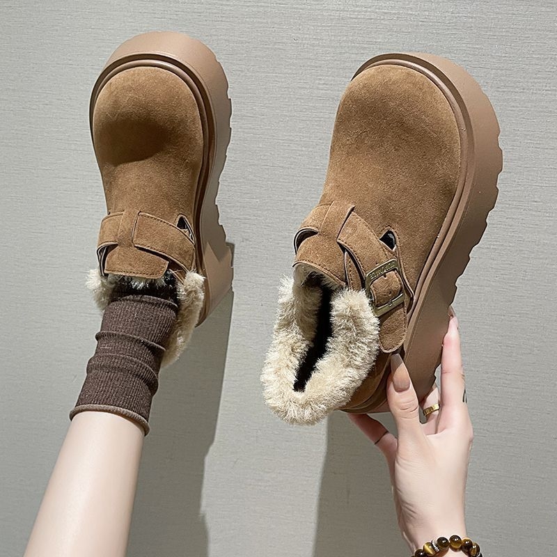 2024 Winter New Cotton Shoes with Velvet and Sponge Cake Thick Bottom for Increased Warmth, Women's Snow Boots